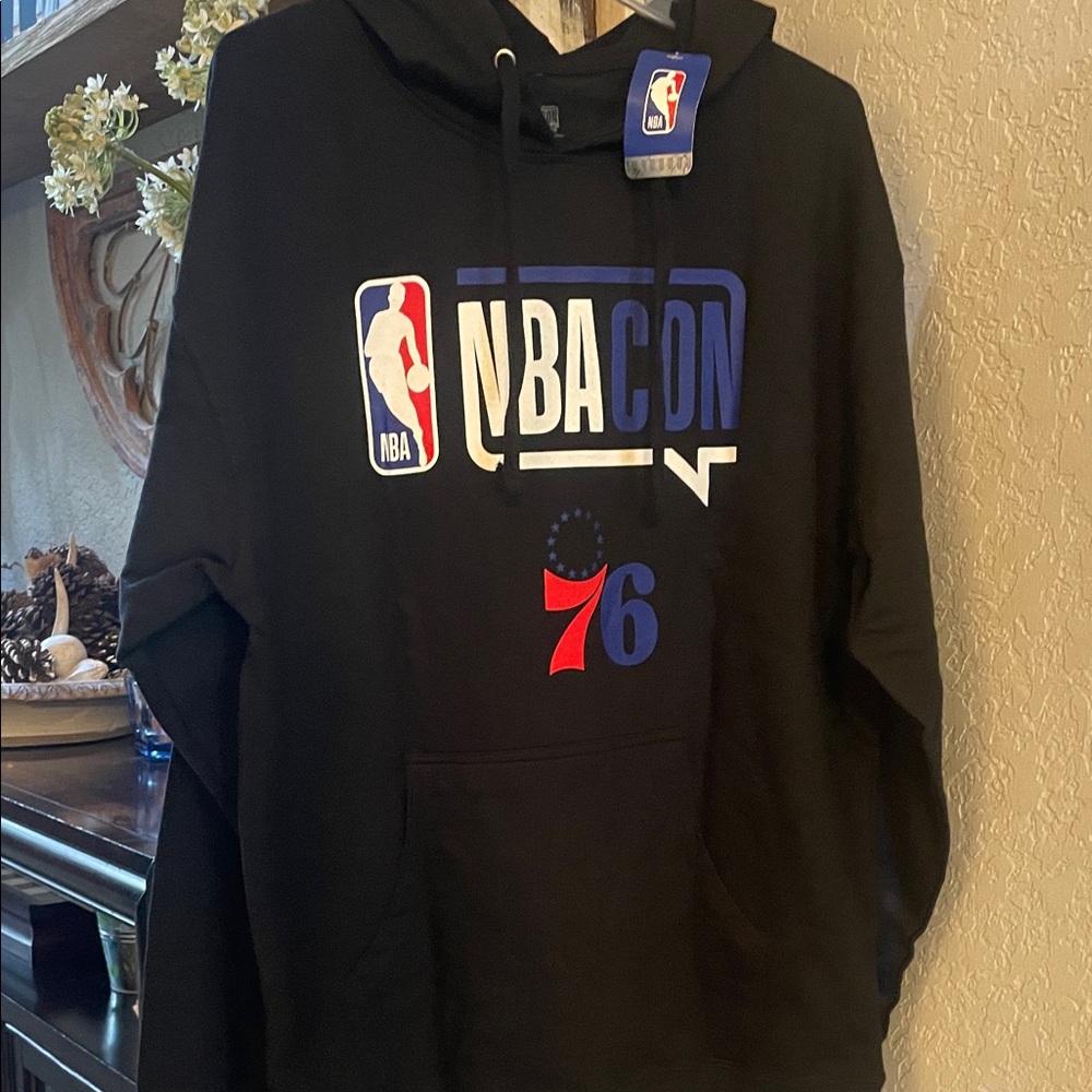NBA Black Hoodie with Blue & Red NBA Con Graphics